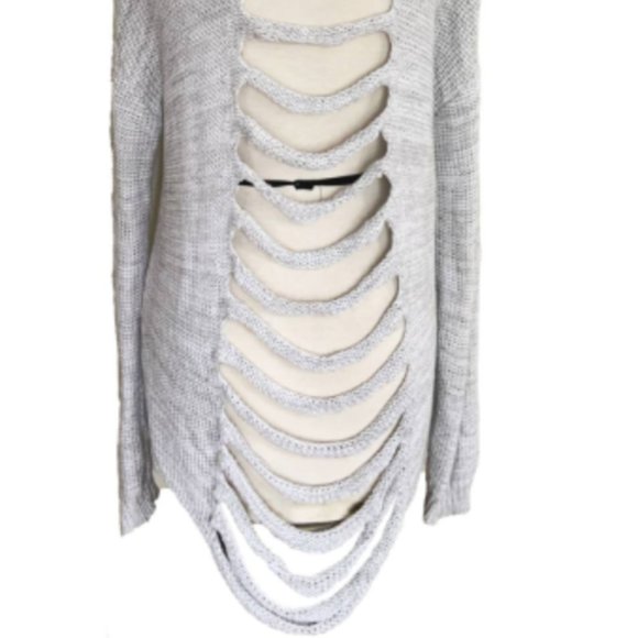 HARPER LANE - Olie Distressed Back Cotton Blend Sweater - Picture 2 of 2